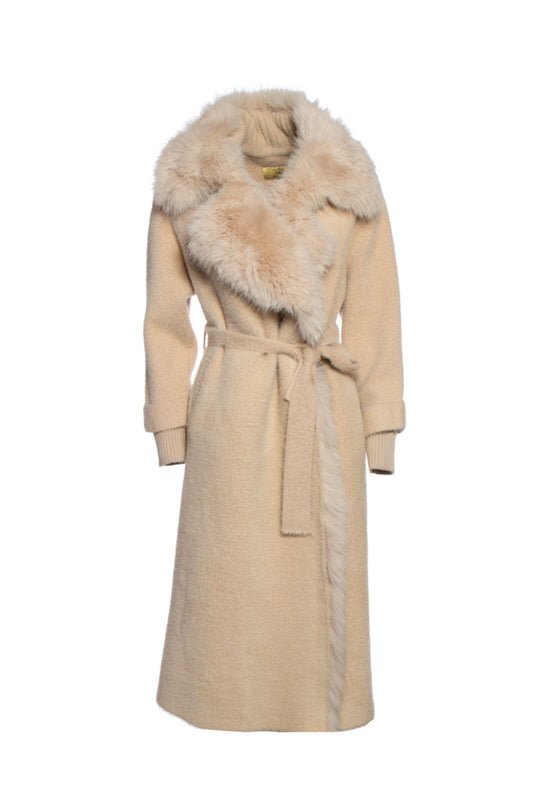 Regina Cardigan Lungo Pelliccia Eco Giallo Donna