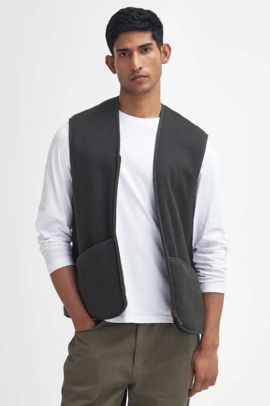 Barbour Warm Pile Waistcoat Zip Marrone Uomo