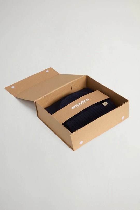 Woolrich Set Cuffia Sciarpa Blu Uomo